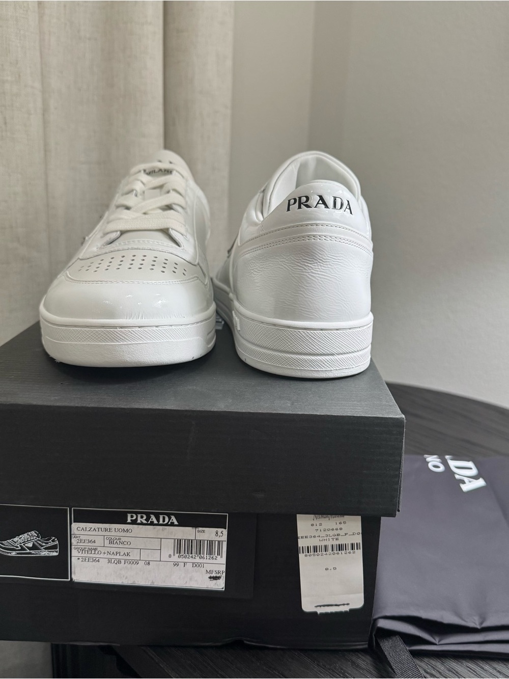 Prada Downtown Sneakers Low-Top Leather White 9.5 - Picture 9 of 9